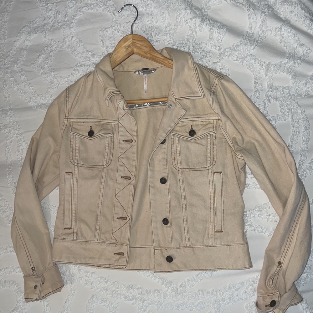 Free People Beige Jean Jacket